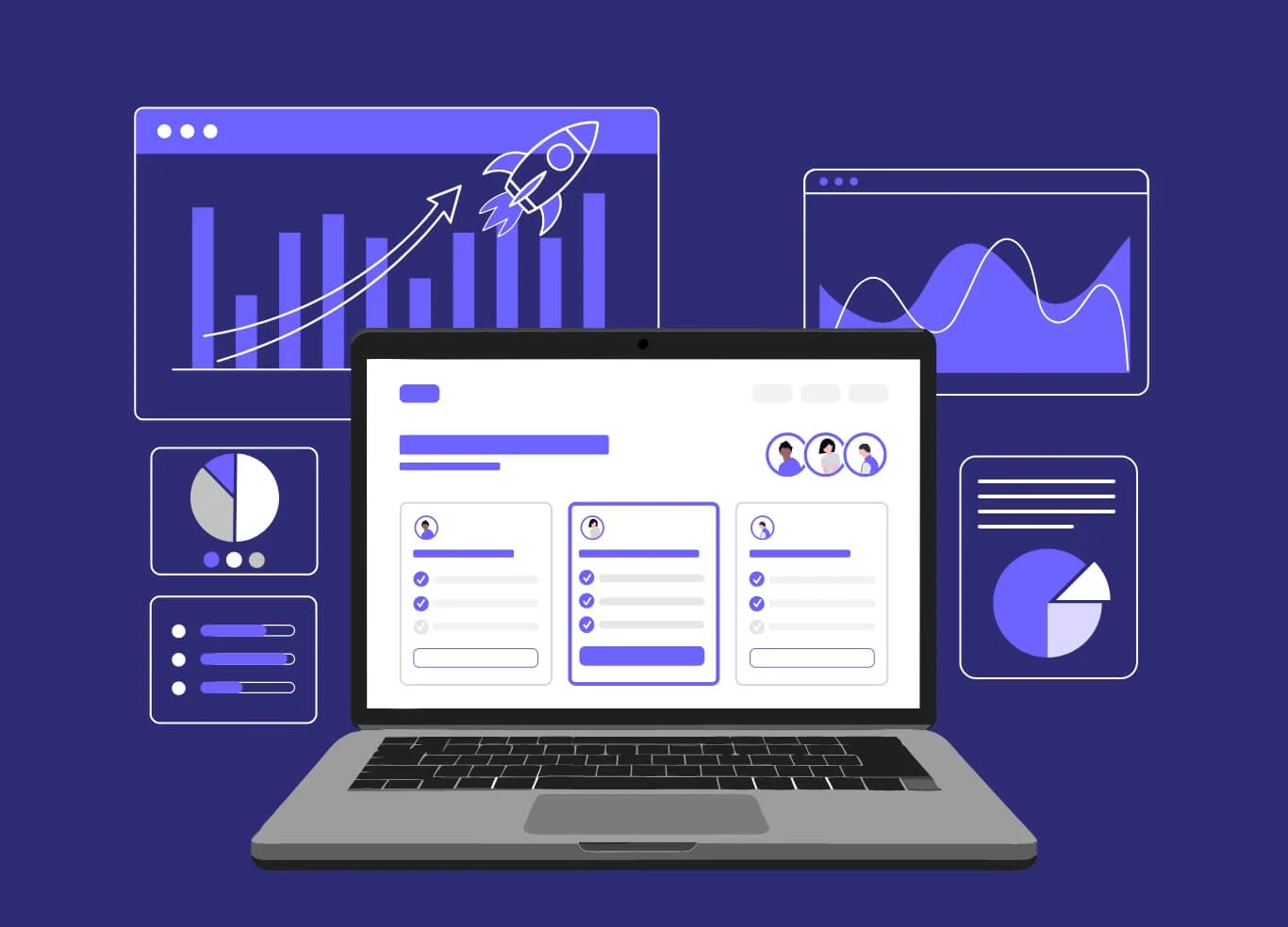 Business team reviewing customer data and analytics for professional data enrichment services
