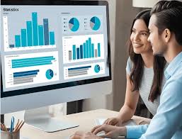 Data Analysis Services showing business dashboard with charts and analytics